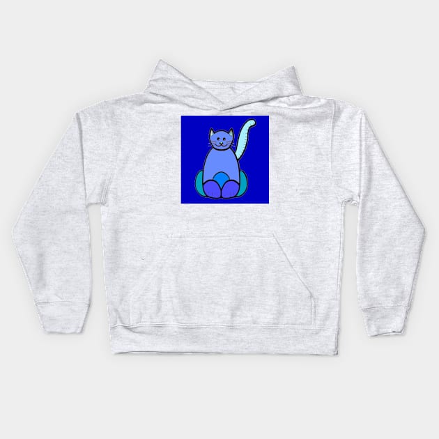 CAT BUDA COLORS BLUE Kids Hoodie by CATUNIVERSE